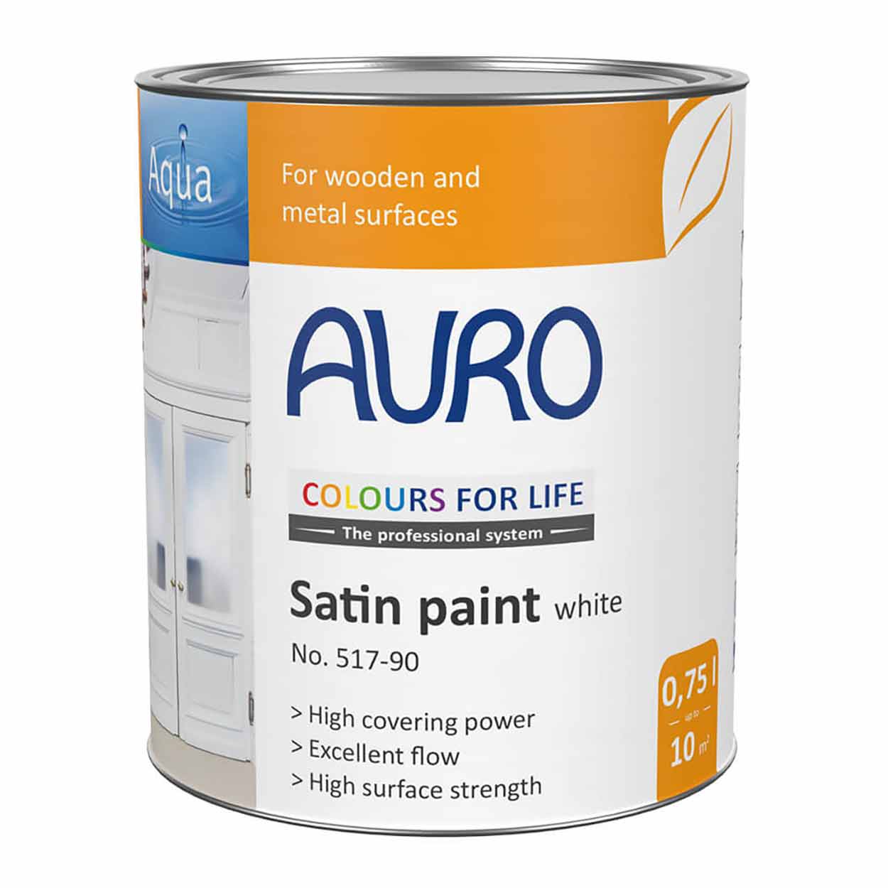 Auro Natural Satin Eggshell Paint for Wood - WHITE - Interior & Exterior - Auro 517-90