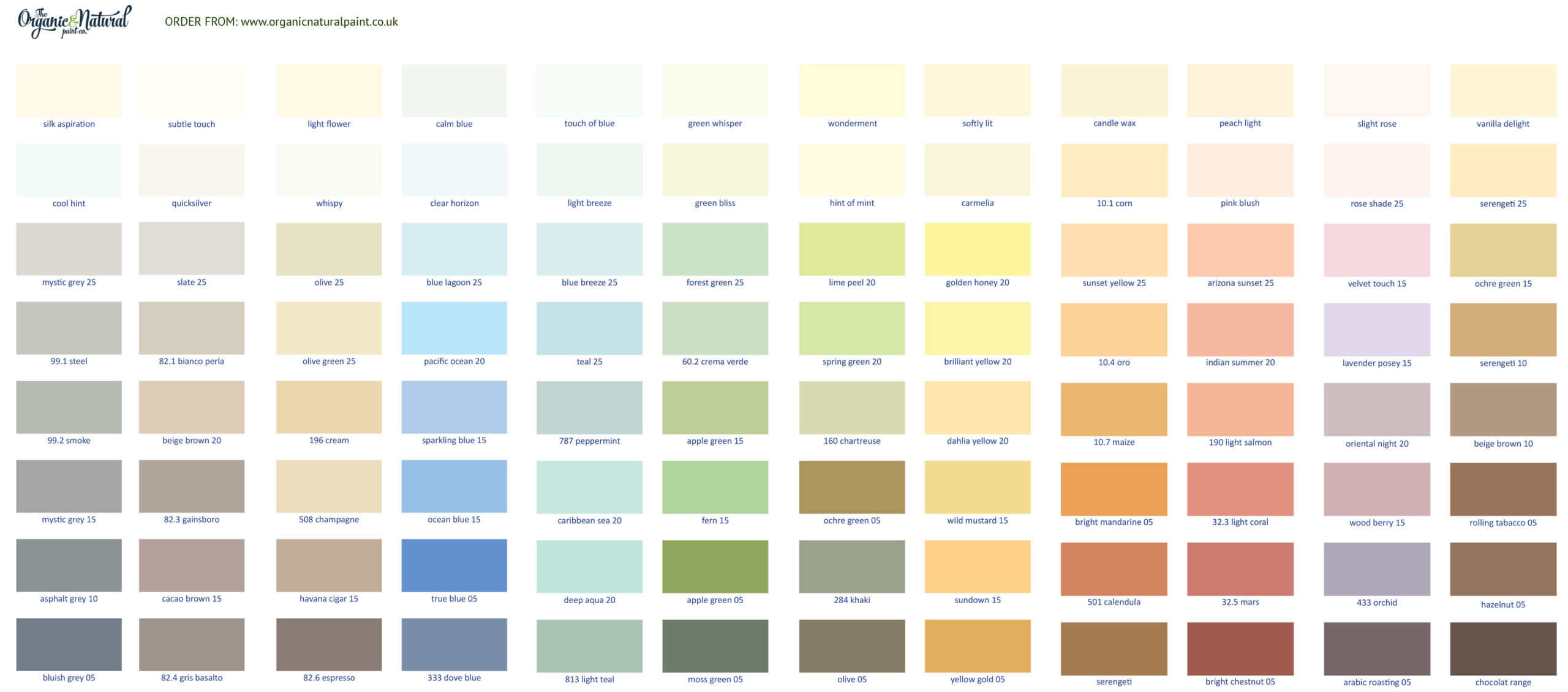 Auro Natural Paint Colour Chart