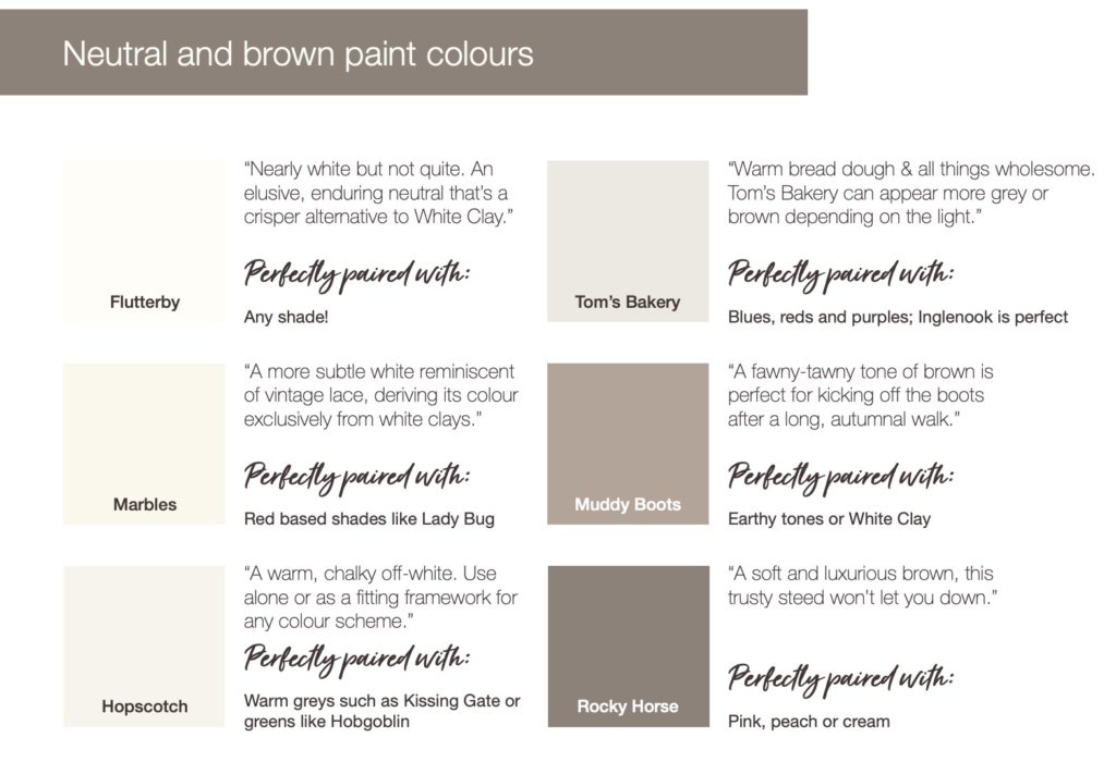 Neutral and brown paint colours