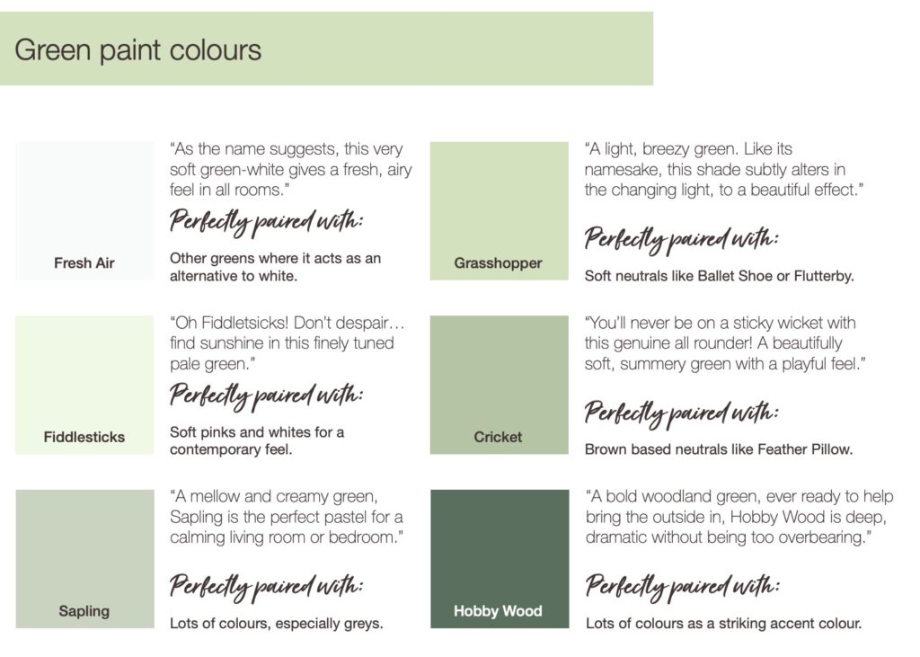 Green paint colours