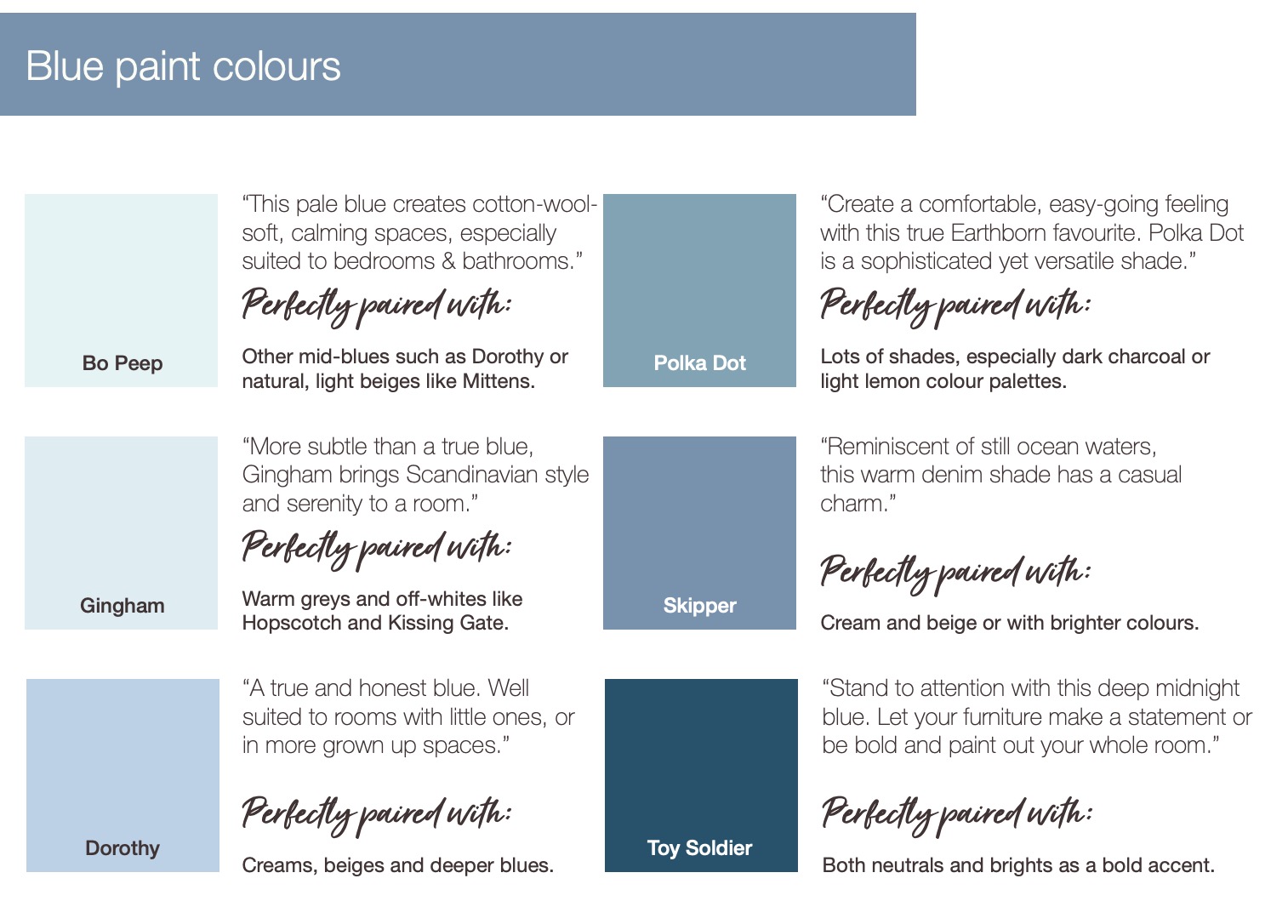 Blue paint colours