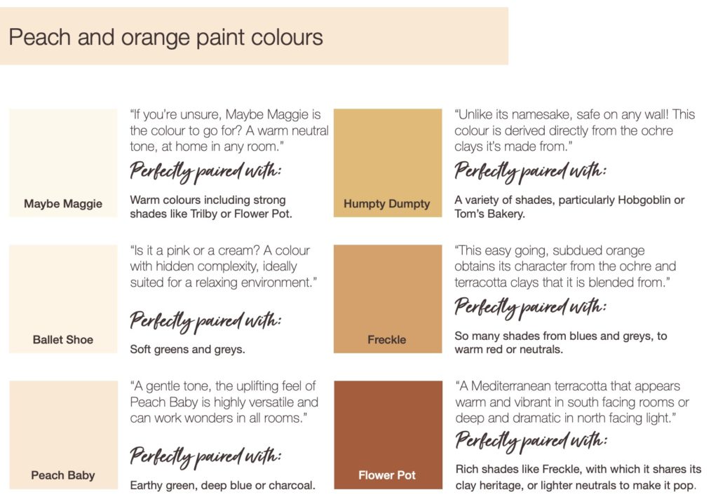 Peach and orange paint colours