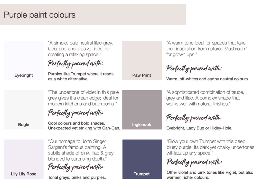 Purple paint colours