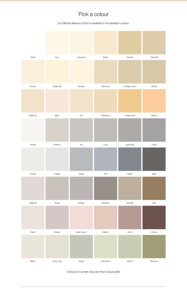 Earthborn Silicate Paint Colours