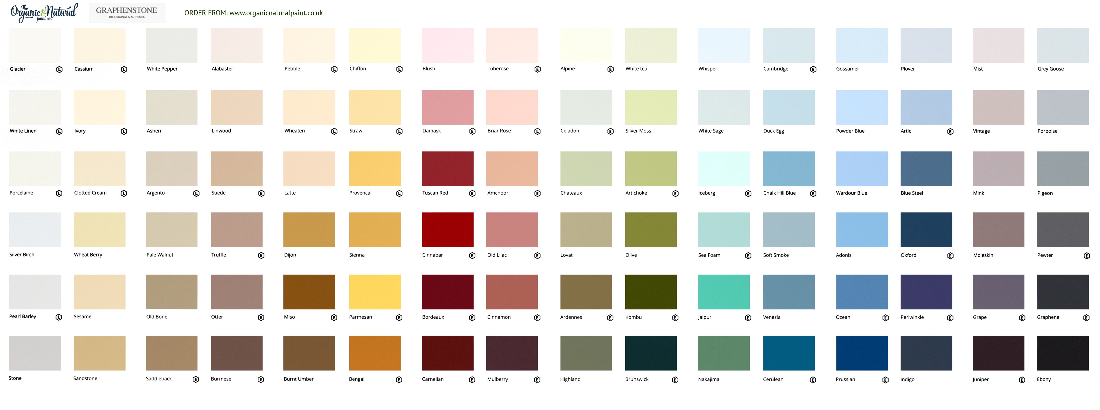 Natural Paint Colour Chart Graphenstone
